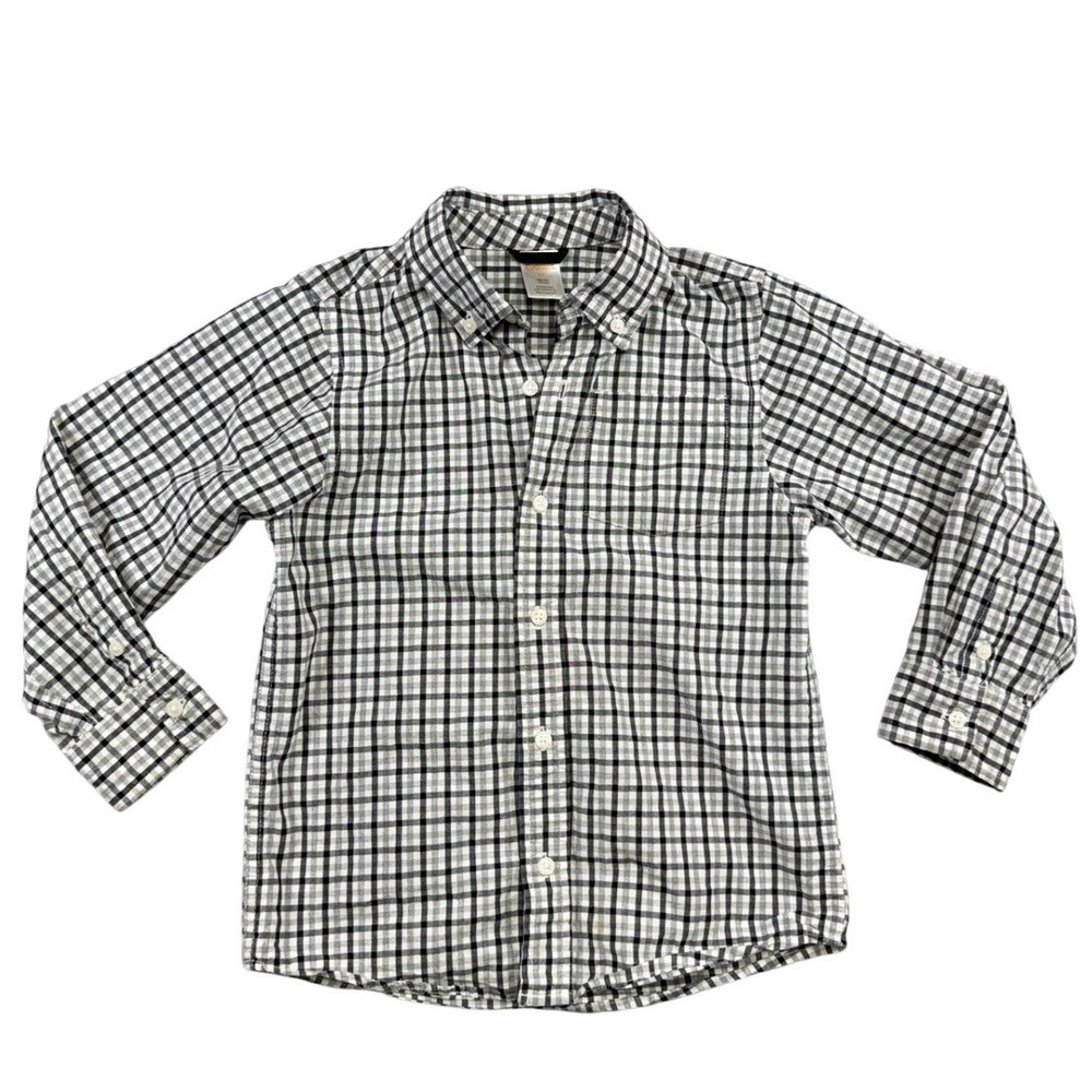 Gymboree Boys Black White Gingham Check Button Down Shirt Long Sleeve 5T Cotton